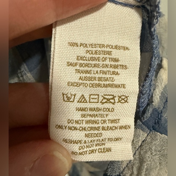 Free People Blue Gingham Plaid Sheer Button-Up Shirt Size Medium Cottage Preppy - Picture 9 of 10